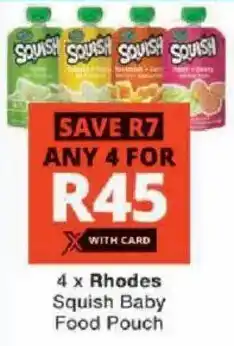 Checkers Rhodes Squish Baby Food Pouch offer