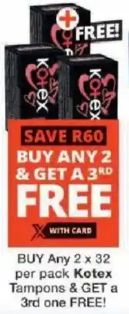 Checkers Kotex Tampons offer