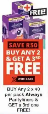 Checkers Always Pantyliners offer