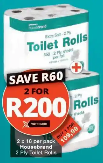 Checkers Housebrand 2 Ply Toilet Rolls offer