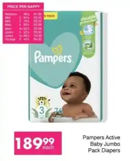 Save Hyper Pampers Active Baby Jumbo Pack Diapers offer