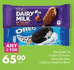 Save Hyper Dairymaid Ice Cream Crunchie, Dairymilk, Oreo, Cadbury Hazelnut offer