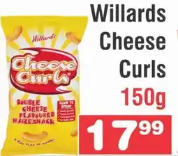 Advance Cash n Carry Willards Cheese Curls 150g offer