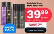 PEP LA Lab Ladies Or Mens Deodorant 2 x 90ml/2 x 120ml-Per Pack offer