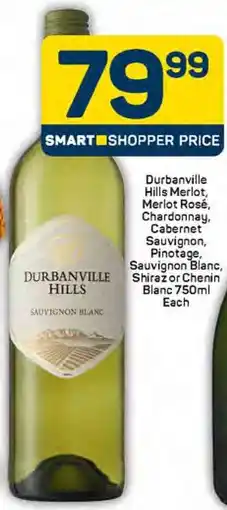 Pick n Pay Durbanville Hills Merlot, Merlot Rosé, Chardonnay, Cabernet Sauvignon, Pinotage, Sauvignon Blanc, Shirazor Chenin Blanc offer
