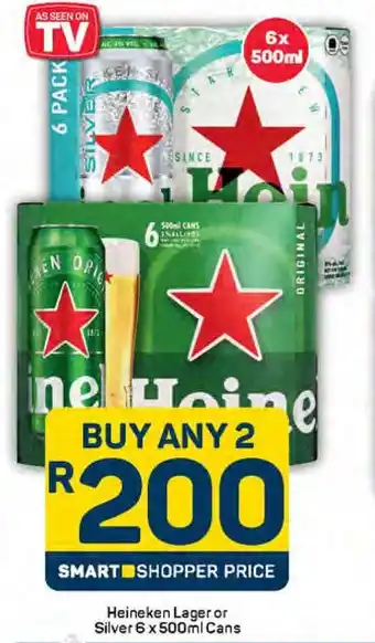 Pick n Pay Heineken Lager or Silver Cans offer
