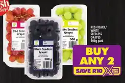 Shoprite Red/ black/ white seedless grapes offer