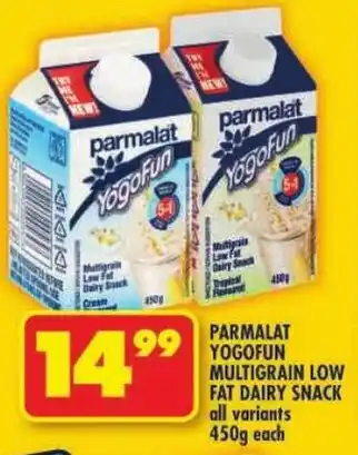 Shoprite Parmalat yogofun multigrain low fat dairy snack offer