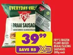 Shoprite Fry's frozen plant-based braai/ slicing sausages offer