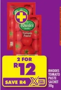 Shoprite Rhodes tomato paste sachet offer