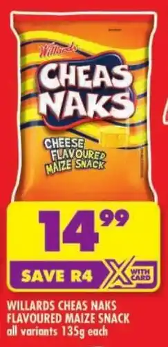 Shoprite Willards cheas naks flavoured maize snack offer