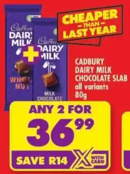Shoprite Cadbury dairy milk chocolate slab offer