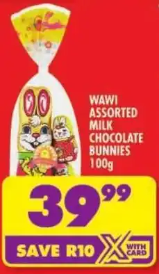 Shoprite Wawi assorted milk chocolate bunnies offer