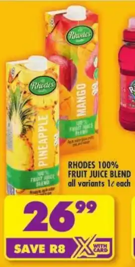 Shoprite Rhodes 100% fruit juice blend offer