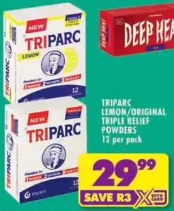 Shoprite Triparc lemon/ original triple relief powders offer