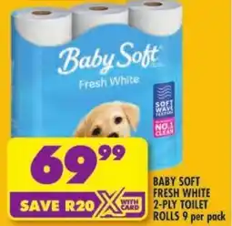 Shoprite Baby soft fresh white 2-ply toilet rolls offer