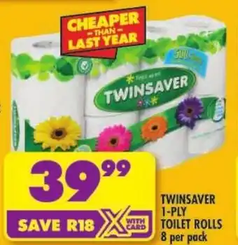 Shoprite Twinsaver 1-ply toilet rolls offer