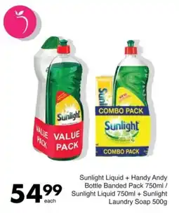 Save Hyper Sunlight Liquid + Handy Andy Bottle Banded Pack/ Sunlight Liquid + Sunlight Laundry Soap offer