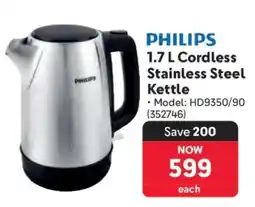 Makro PHILIPS 1.7 L Cordless Stainless Steel Kettle offer