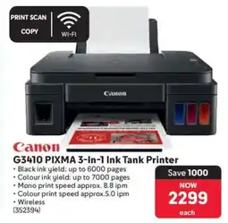 Makro Canon G3410 Pixma 3-In-1 Ink Tank Printer offer