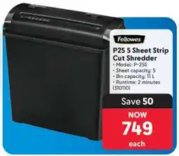 Makro Fellowes P25 5 Sheet Strip Cut Shredder offer