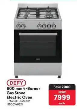 Makro DEFY 600 mm 4-Burner Gas Stove Electric Oven offer