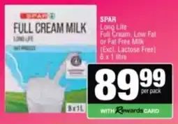 Spar Savemor SPAR Long Life Full Cream, Low Fat or Fat Free Milk offer