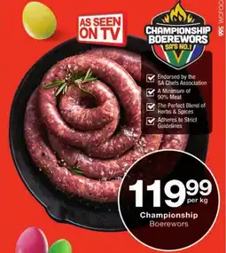 Checkers Championship Boerewors offer