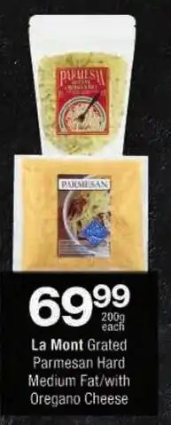Checkers La Mont Grated Parmesan Hard Medium Fat/ with Oregano Cheese offer