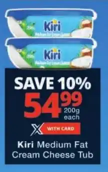 Checkers Kiri Medium Fat Cream Cheese Tub offer
