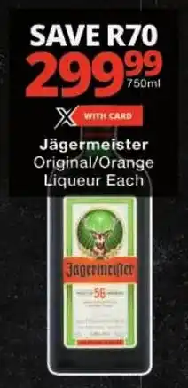 Checkers Jägermeister Original/ Orange Liqueur offer