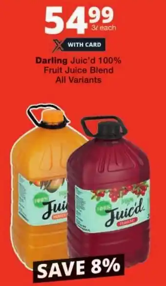Checkers Darling Juic'd 100% Fruit Juice Blend All Variants offer