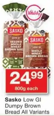 Checkers Sasko Low GI Dumpy Brown Bread All Variants offer