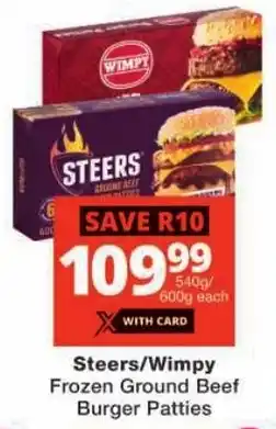 Checkers Steers/ Wimpy Frozen Ground Beef Burger Patties offer