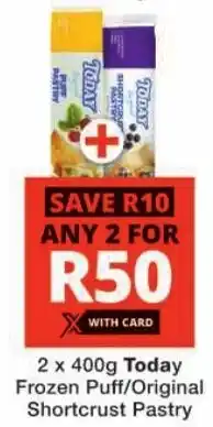 Checkers Today Frozen Puff/ Original Shortcrust Pastry offer