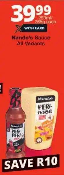 Checkers Nando's Sauce All Variants offer