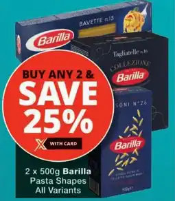 Checkers Barilla Pasta Shapes All Variants offer