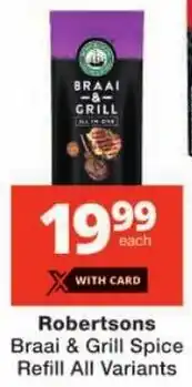 Checkers Robertsons Braai & Grill Spice Refill All Variants offer