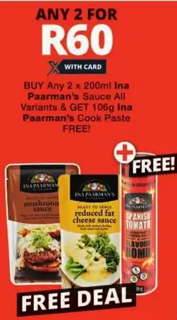 Checkers Ina Paarman's Sauce All Variants offer