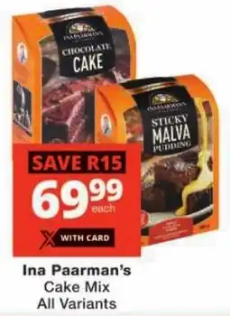 Checkers Ina Paarman's Cake Mix All Variants offer
