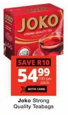 Checkers Joko Strong Quality Teabags offer