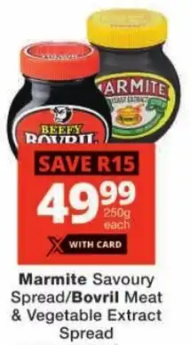 Checkers Marmite Savoury Spread/ Bovril Meat & Vegetable Extract Spread offer