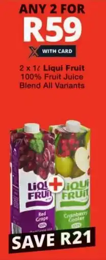 Checkers Liqui Fruit 100% Fruit Juice Blend All Variants offer