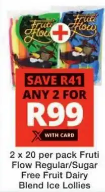 Checkers Fruti Flow Regular/ Sugar Free Fruit Dairy Blend Ice Lollies offer
