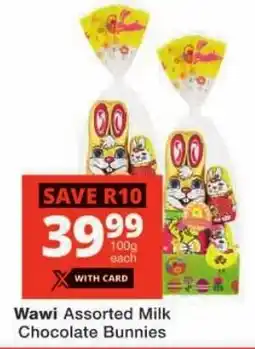 Checkers Wawi Assorted Milk Chocolate Bunnies offer