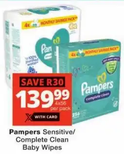 Checkers Pampers Sensitive/ Complete Clean Baby Wipes offer