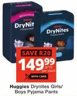 Checkers Huggies Drynites Girls/ Boys Pyjama Pants offer