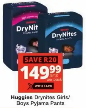 Checkers Huggies Drynites Girls/ Boys Pyjama Pants offer