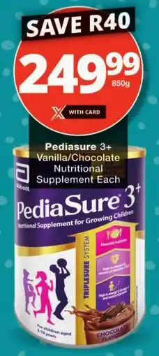 Checkers Pediasure 3+ Vanilla/ Chocolate Nutritional Supplement offer