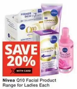Checkers Nivea Q10 Facial Product Range for Ladies offer